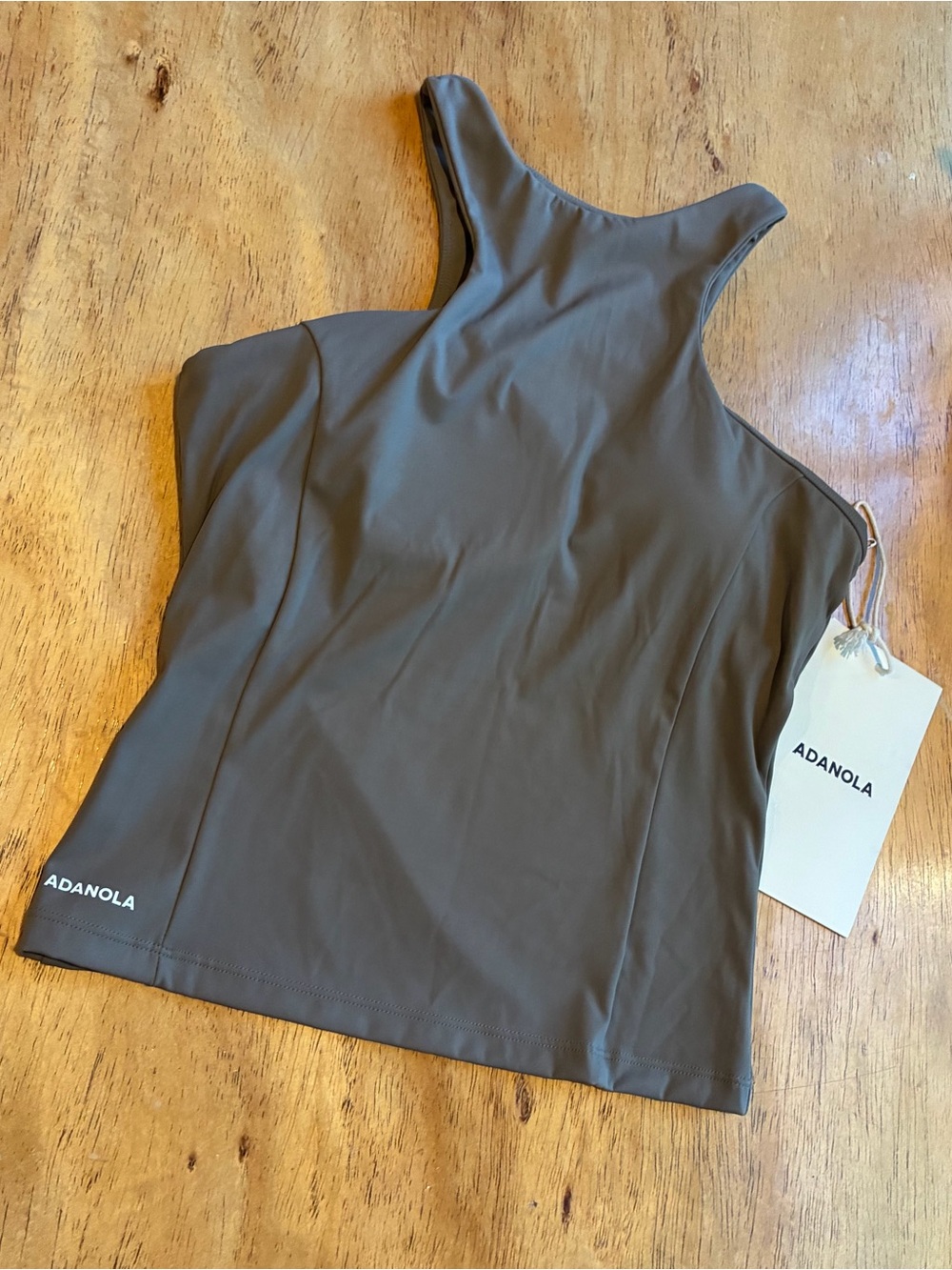 ADANOLA Olive Brown High-Neck Racerback Tank